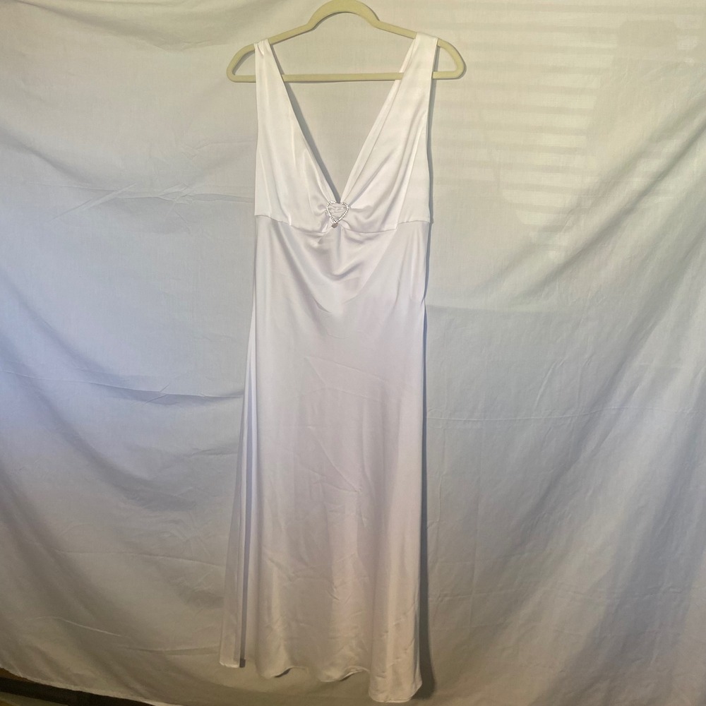 Aniye By White Heart Dress Rhinestone‎ Buckle V-Neck Maxi Dress Made in Italy 44